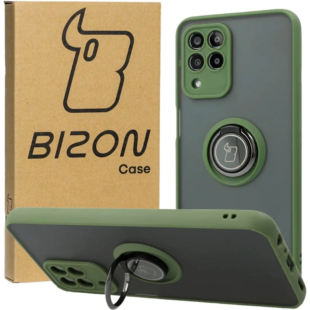 Wholesale Bizon Case Hybrid Ring Samsung Galaxy M33 5G smoky with a green frame - BIZ1346 - {ean13} - Hurt