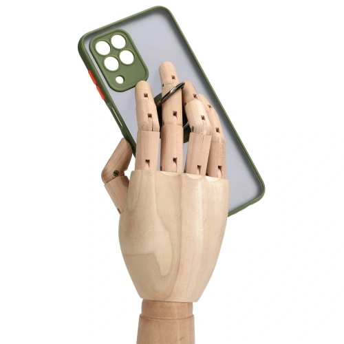 Etui z uchwytem na palec Bizon Case Hybrid Ring do Samsung Galaxy M33 5G przydymione z zieloną ramką