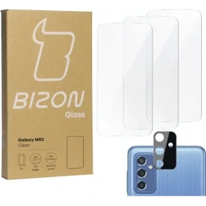 Hurtownia GSM - Bizon üveg Átlátszó edzett üveg - 3 db. + lencse üveg Samsung Galaxy M52 - BIZ1364 - {ean13} - Hurt