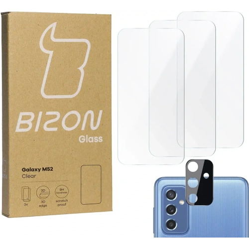 Szkło hartowane Bizon Glass Clear - 3 szt. + obiektyw Samsung Galaxy M52