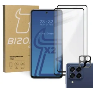 Hurtownia GSM - Bizon Glass Edge gehärtetes Glas - [2 PACK] + Linsen Schutz Samsung Galaxy M53 5G schwarz - BIZ1384 - {ean13} - Hurt