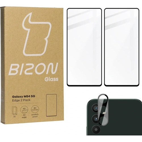 2x Szkło na ekran + szkło na aparat BIZON Edge 2 Pack do Samsung Galaxy M54 5G
