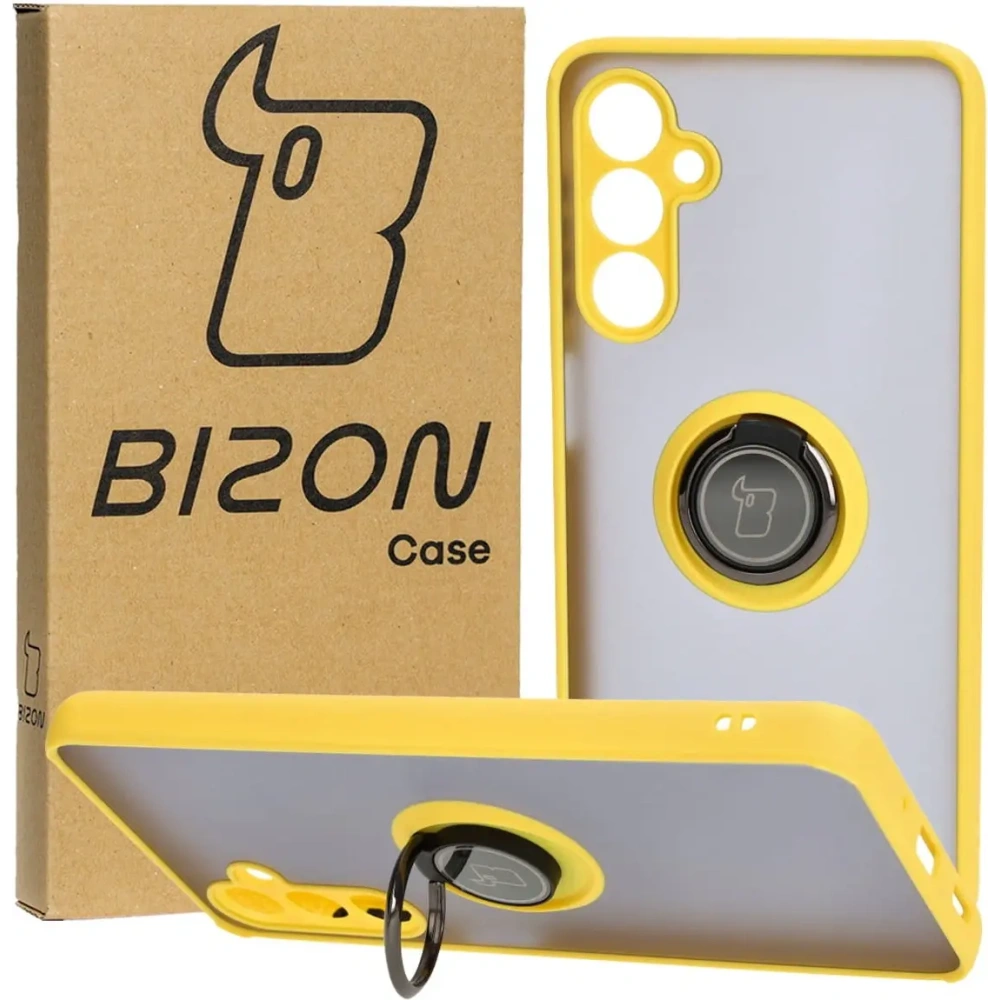 Wholesale Bizon Case Hybrid Ring Samsung Galaxy M54 5G smoky with a yellow frame - BIZ1409 - {ean13} - Hurt