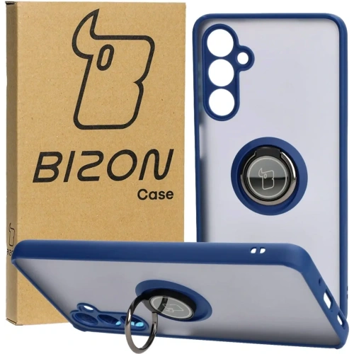 Etui z uchwytem na palec Bizon Case Hybrid Ring do Samsung Galaxy M54 5G przydymione z granatową ramką