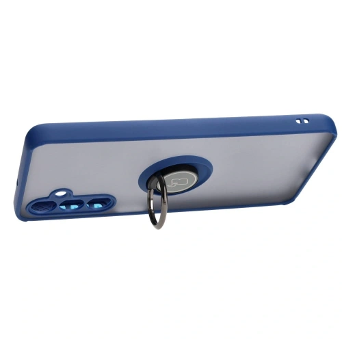 Etui z uchwytem na palec Bizon Case Hybrid Ring do Samsung Galaxy M54 5G przydymione z granatową ramką