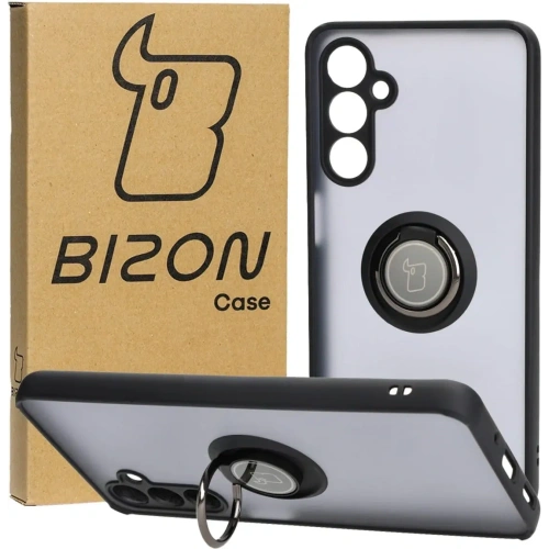 Etui z uchwytem na palec Bizon Case Hybrid Ring do Samsung Galaxy M54 5G przydymione z czarną ramką