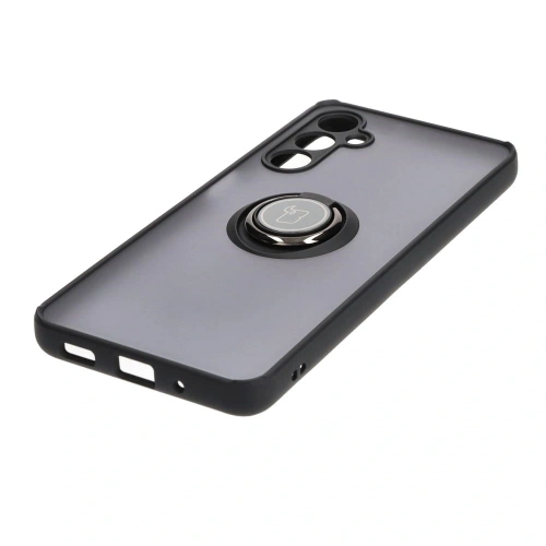 Etui z uchwytem na palec Bizon Case Hybrid Ring do Samsung Galaxy M54 5G przydymione z czarną ramką