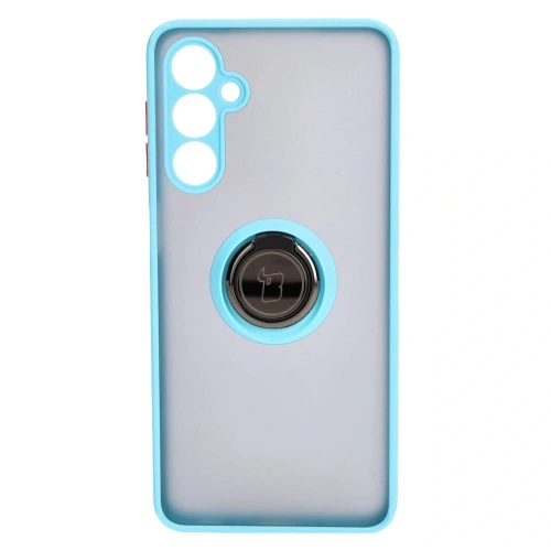 Etui z uchwytem na palec Bizon Case Hybrid Ring do Samsung Galaxy M54 5G przydymione z jasnoniebieską ramką
