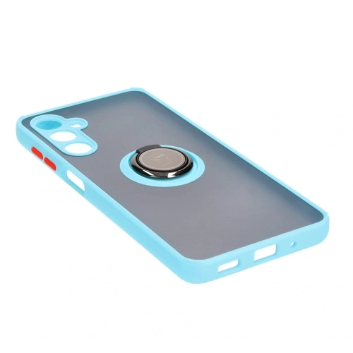 Etui z uchwytem na palec Bizon Case Hybrid Ring do Samsung Galaxy M54 5G przydymione z jasnoniebieską ramką
