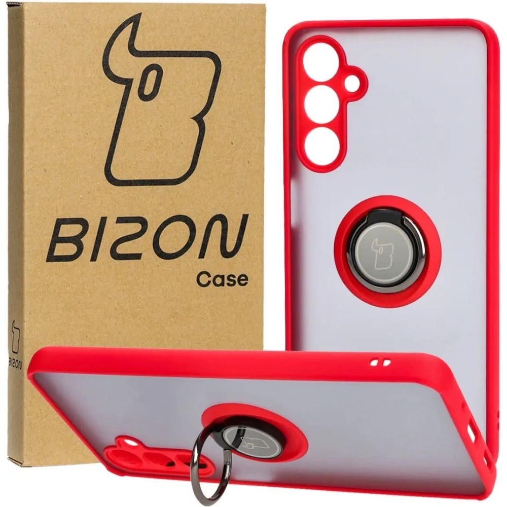 Hurtownia GSM - Bizon Case Hybrid Ring Samsung Galaxy M54 5G fumuriu cu un cadru roșu - BIZ7668 - {ean13} - Hurt