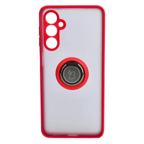 Etui z uchwytem na palec Bizon Case Hybrid Ring do Samsung Galaxy M54 5G przydymione z czerwoną ramką