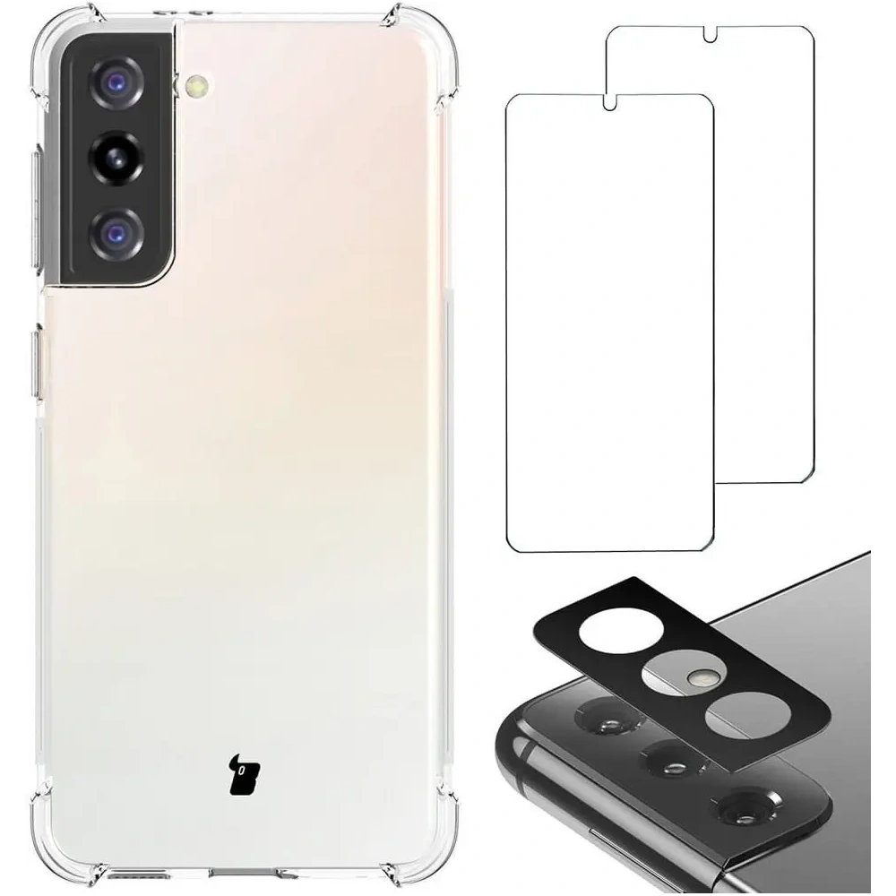 Hurtownia GSM - Bizon Case Clear Pack carcasă + 2x sticlă pentru ecran + sticlă pentru lentilă Samsung Galaxy S21 clar - BIZ1464 - {ean13} - Hurt