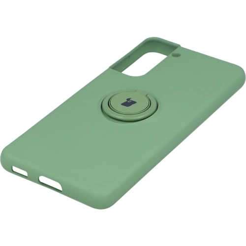 Etui Bizon Case Silicone Ring do Samsung Galaxy S21 jasnozielone
