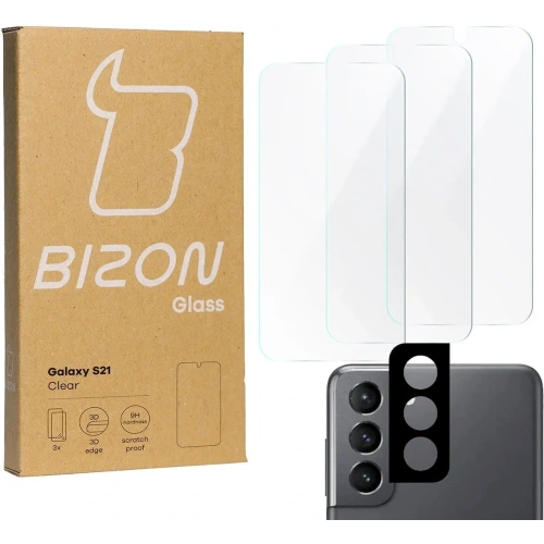 Szkło hartowane Bizon Glass Clear - 3 szt. + obiektyw Samsung Galaxy S21 5G