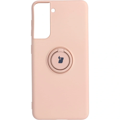 Etui Bizon Case Silicone Ring do Samsung Galaxy S21 jasnoróżowe