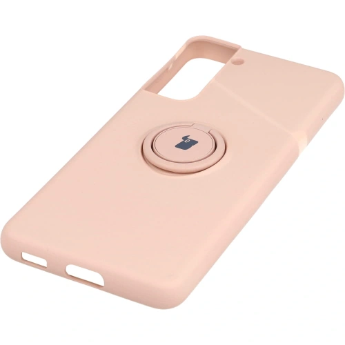 Etui Bizon Case Silicone Ring do Samsung Galaxy S21 jasnoróżowe