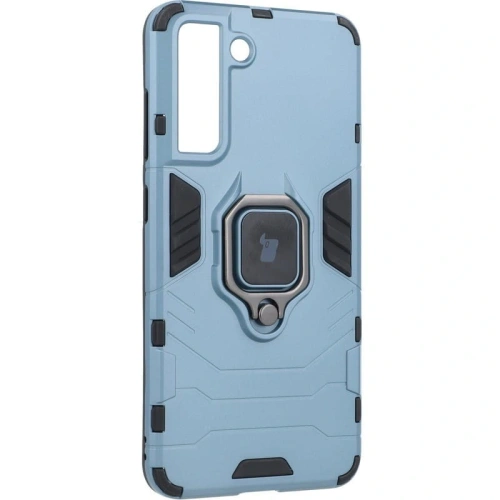 Etui Bizon Case Armor Ring do Samsung Galaxy S21 FE niebieskie