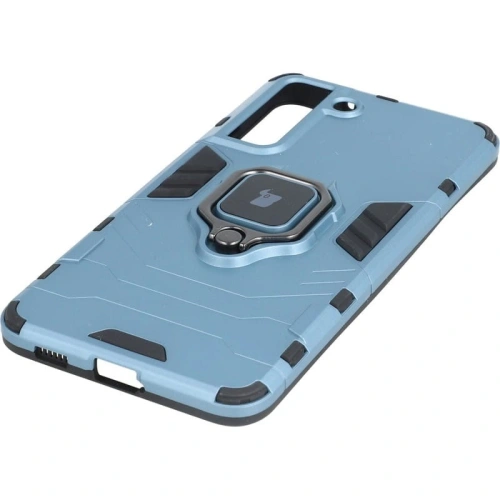 Etui Bizon Case Armor Ring do Samsung Galaxy S21 FE niebieskie