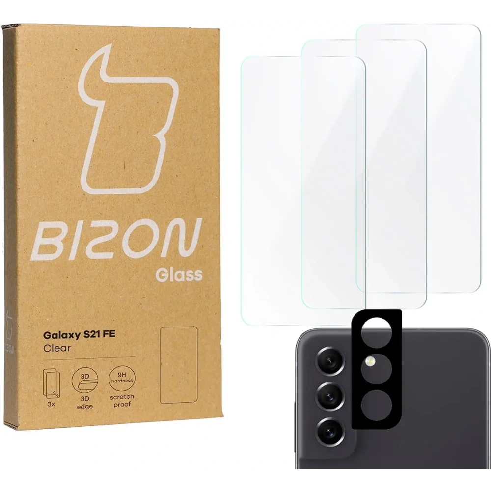 Hurtownia GSM - Tvrzené sklo Bizon Glass Clear - 3 ks + objektiv Samsung Galaxy S21 FE - BIZ1493 - {ean13} - Hurt