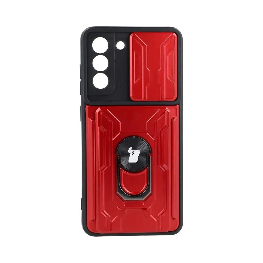 Hurtownia GSM - Etui Bizon Case Camshield Card Slot Ring do Samsung Galaxy S21 FE czerwone - BIZ7714 - {ean13} - Hurt