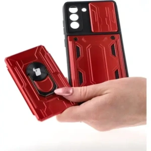 Hurtownia GSM - Bizon Case Camshield Card Slot Ring Samsung Galaxy S21 FE roșu - BIZ7714 - {ean13} - Hurt