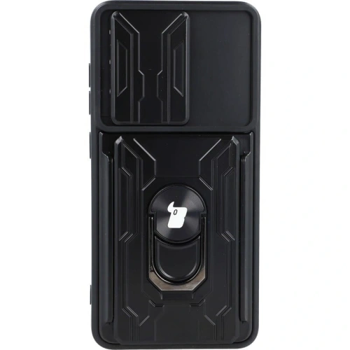 Etui Bizon Case Camshield Card Slot Ring do Samsung Galaxy S21 FE czarne