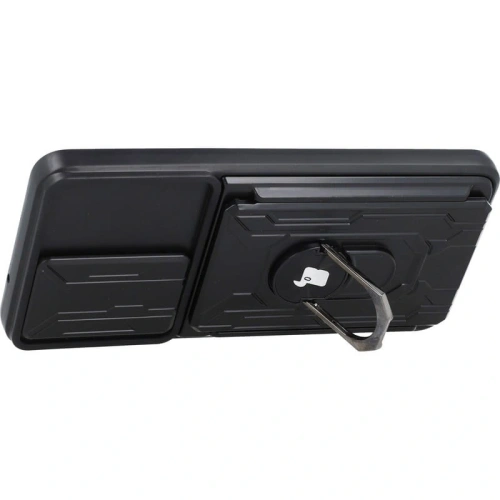 Etui Bizon Case Camshield Card Slot Ring do Samsung Galaxy S21 FE czarne