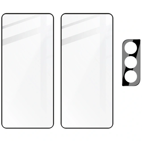 2x szkło hartowane Bizon Glass Edge + ochrona na obiektyw Samsung Galaxy S21 FE czarne