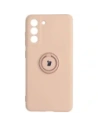 Etui Bizon Case Silicone Ring do Galaxy S21 FE, jasnoróżowe