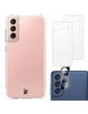 Bizon Case Clear Pack Hülle + 2x Bildschirmglas + Objektivglas Samsung Galaxy S21 FE klar