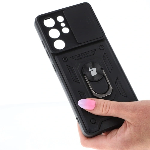 Etui Bizon Case CamShield Ring do Samsung Galaxy S21 Ultra czarne