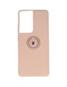 Etui Bizon Case Silicone Ring do Samsung Galaxy S21 Ultra jasnoróżowe