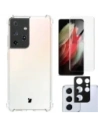 Bizon Case Clear Pack tok + 2x kijelzőfólia + lencsevédő Samsung Galaxy S21 Ultra átlátszó