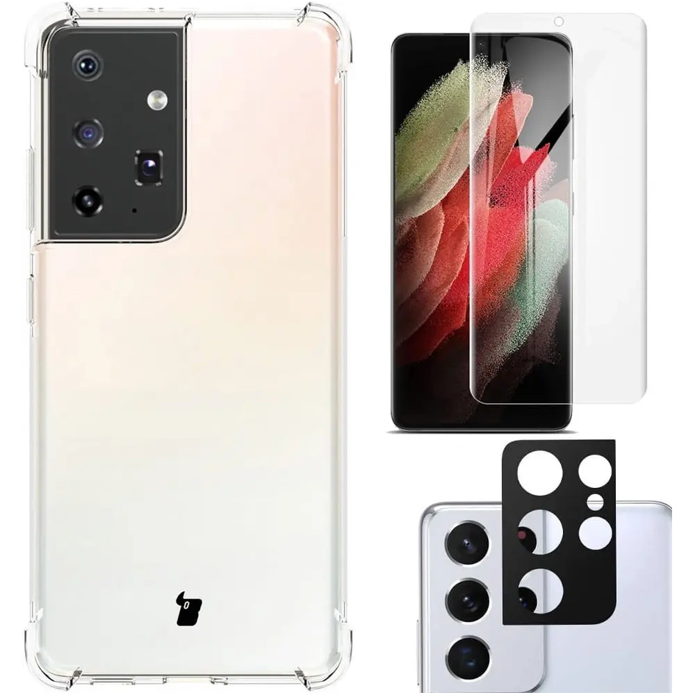 Hurtownia GSM - Etui + 2x folie + objektiv Bizon Case Clear Pack do Samsung Galaxy S21 Ultra průhledné - BIZ1539 - {ean13} - Hurt
