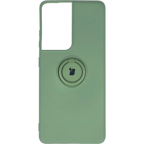 Etui Bizon Case Silicone Ring do Samsung Galaxy S21 Ultra jasnozielone