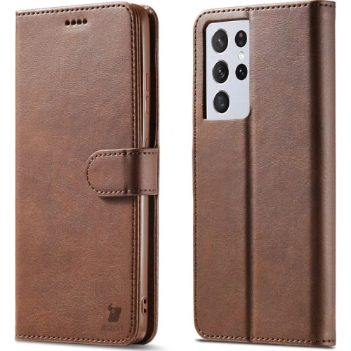 Etui Bizon Case Wallet do Samsung Galaxy S21 Ultra brązowe