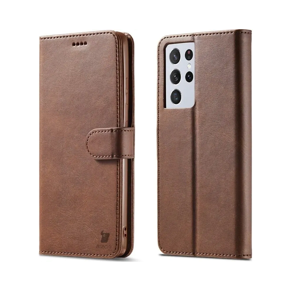 Hurtownia GSM - Etui Bizon Case Wallet do Samsung Galaxy S21 Ultra brązowe - BIZ7743 - {ean13} - Hurt