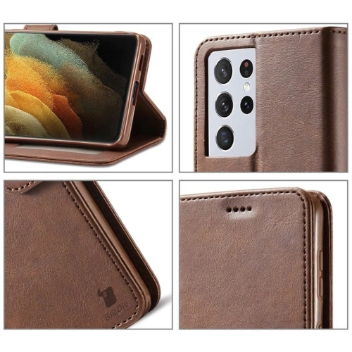 Etui Bizon Case Wallet do Samsung Galaxy S21 Ultra brązowe
