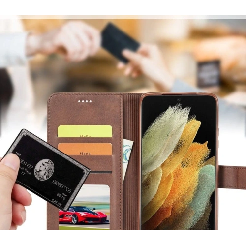 Etui Bizon Case Wallet do Samsung Galaxy S21 Ultra brązowe