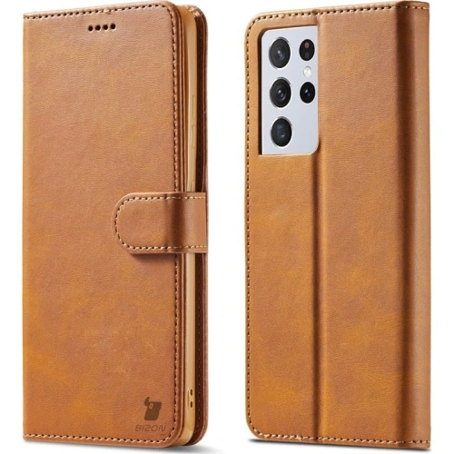 Etui Bizon Case Wallet do Samsung Galaxy S21 Ultra jasnobrązowe