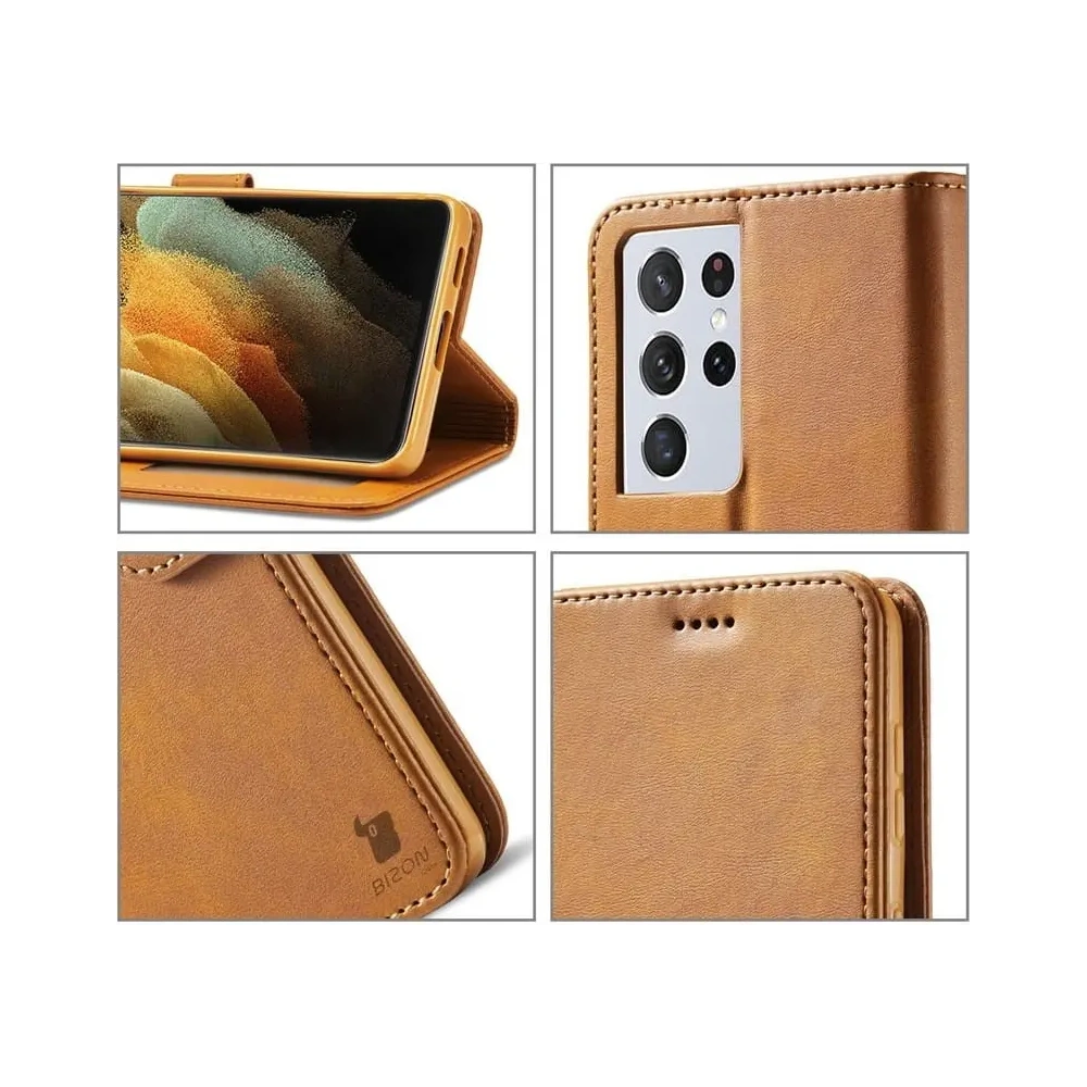Wholesale Bizon Case Wallet Samsung Galaxy S21 Ultra light brown - BIZ7745 - {ean13} - Hurt