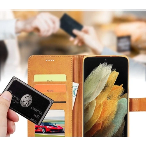 Etui Bizon Case Wallet do Samsung Galaxy S21 Ultra jasnobrązowe