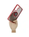 Etui z uchwytem na palec Bizon Case Hybrid Ring do Galaxy S22, przydymione z czerwoną ramką