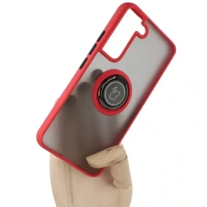 Hurtownia GSM - Etui z uchwytem na palec Bizon Case Hybrid Ring do Samsung Galaxy S22 przydymione z czerwoną ramką - BIZ7747 - {ean13} - Hurt