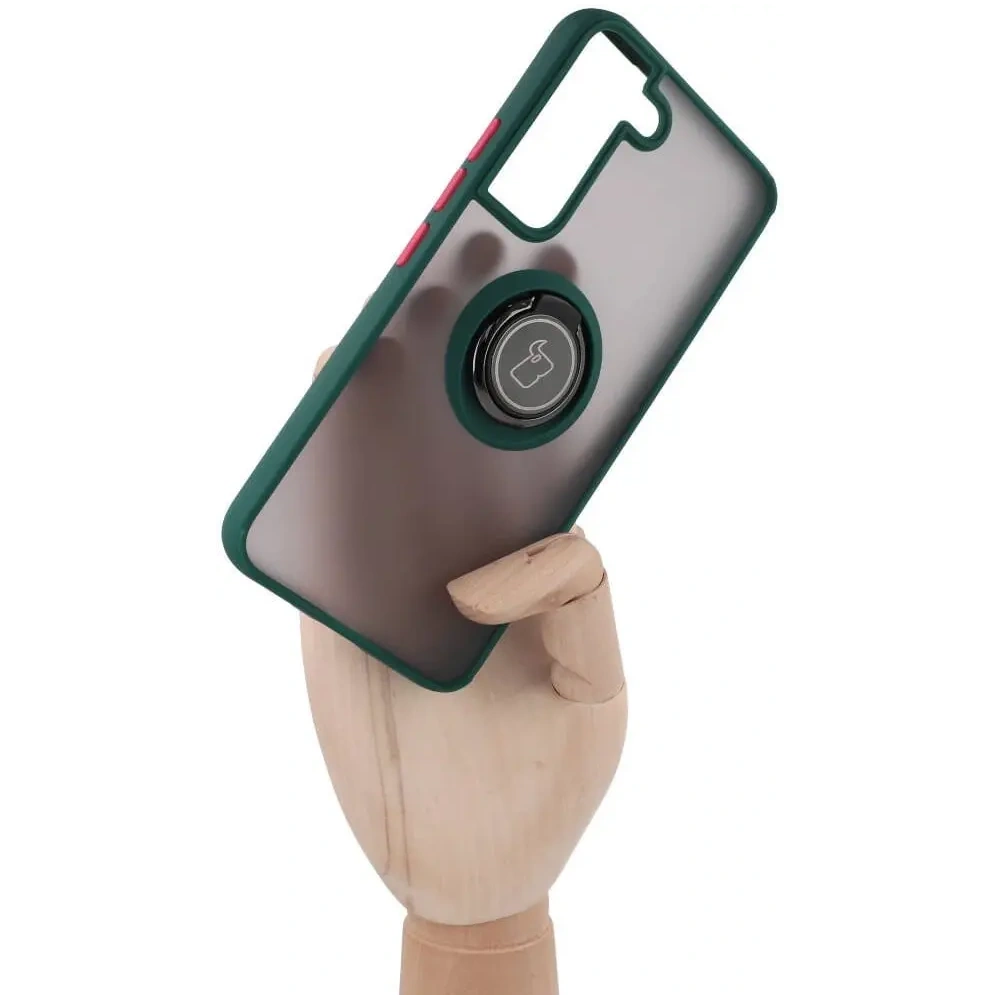 Wholesale Bizon Case Hybrid Ring Samsung Galaxy S22 smoky with a dark green frame - BIZ1550 - {ean13} - Hurt