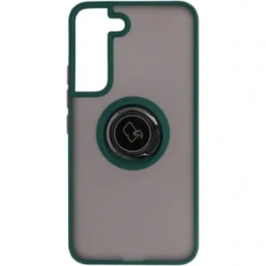 Hurtownia GSM - Etui z uchwytem na palec Bizon Case Hybrid Ring do Samsung Galaxy S22 przydymione z ciemnozieloną ramką - BIZ1550 - {ean13} - Hurt
