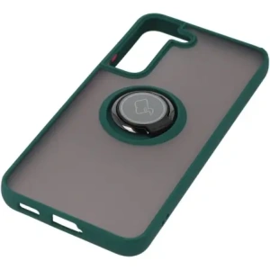 Hurtownia GSM - Etui z uchwytem na palec Bizon Case Hybrid Ring do Samsung Galaxy S22 przydymione z ciemnozieloną ramką - BIZ1550 - {ean13} - Hurt