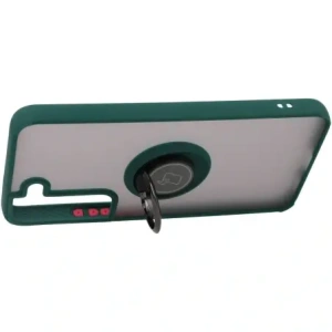 Hurtownia GSM - Etui z uchwytem na palec Bizon Case Hybrid Ring do Samsung Galaxy S22 przydymione z ciemnozieloną ramką - BIZ1550 - {ean13} - Hurt