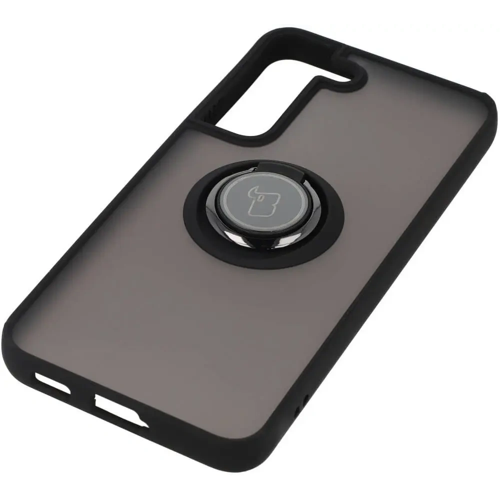 Hurtownia GSM - Etui s úchopem na prst Bizon Case Hybrid Ring pro Samsung Galaxy S22 kouřové s černým rámečkem - BIZ1553 - {ean13} - Hurt