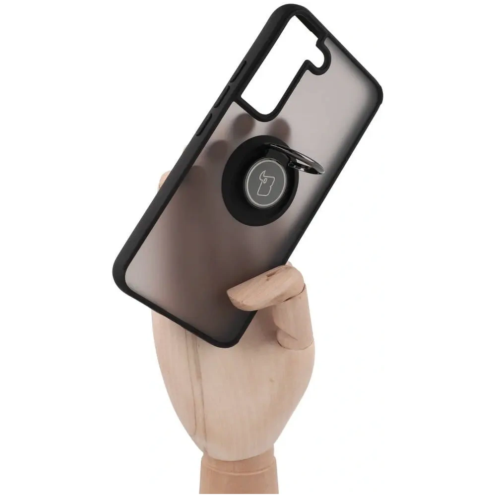 Hurtownia GSM - Etui s úchopem na prst Bizon Case Hybrid Ring pro Samsung Galaxy S22 kouřové s černým rámečkem - BIZ1553 - {ean13} - Hurt